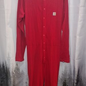 Red Button-Up Jumpsuit